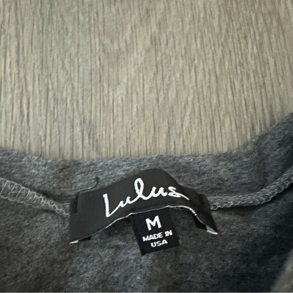 Lulus Fashion Win Charcoal Grey Long Balloon Sleeve Pullover Mini Dress Sz M - Picture 7 of 12